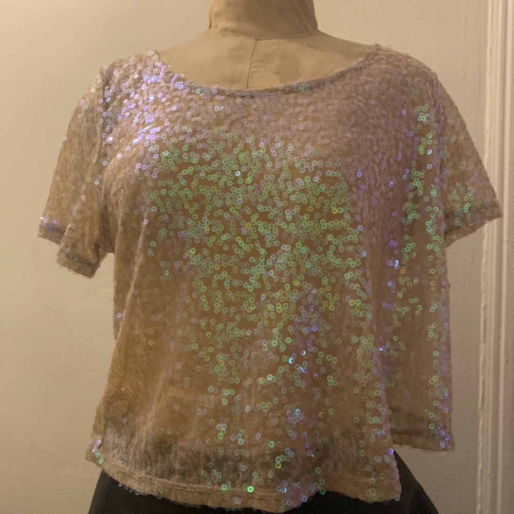 Iridescent Sequin Crop Top